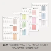 Üç Aylık Planlayıcı 2026 Duvar Takvimi Seti, 90 Günlük Planlama, 2026 Duvar Planlayıcı Takvim, Boho Renkler, 12 Hafta Pl thumbnail 2