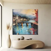 Su Kenarı Kasabası Kanvas Tablo thumbnail 1