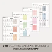 Üç Aylık Planlayıcı 2026 Duvar Takvimi Seti, 90 Günlük Planlama, 2026 Duvar Planlayıcı Takvim, Boho Renkler, 12 Hafta Pl thumbnail 2