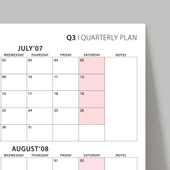 Amerikan Standardı Takvim, Üç Aylık Planlayıcı 2026 Duvar Takvimi, Temmuz - Eylül 2026, 90 Günlük Planlama, Yılın Üçüncü thumbnail 5