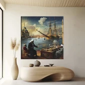 Deniz Feneri Yanında Kanvas Tablo thumbnail 1