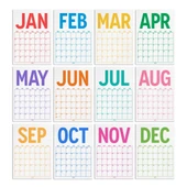 2026 Aylık Planlayıcı Duvar Takvimi, 33X48 cm & A4 Poster Takvim, Aile Takvimi, Gökkuşağı Renkleri - 8