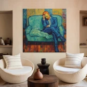 Düşünceli Mavi Kanvas Tablo thumbnail 2