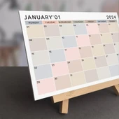 2026 Masa Takvimi, Ahşap Şövale Masa Takvimi, Aylık Planlamalı Takvim, Boho Renkli 2026 Takvim, Yapılacaklar Listesi(Ark - 2