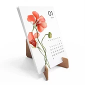 Mevsim Çiçekli Takvim 2026 Masa Takvimi Kraft thumbnail 1