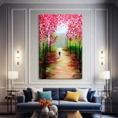 Çiçek Açan Yol Kanvas Tablo thumbnail 1