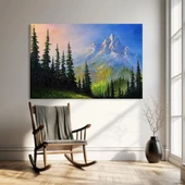 Dağların Arasındaki Yeşillik Kanvas Tablo thumbnail 1