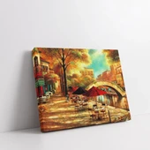 Kafeterya Sokak Köşesi Kanvas Tablo thumbnail 2