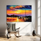 Limanın Akşam Işıkları Kanvas Tablo thumbnail 1