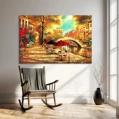 Kafeterya Sokak Köşesi Kanvas Tablo thumbnail 1