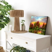 Alacakaranlıkta Göl Kenarı Kanvas Tablo thumbnail 3