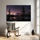 Geceleyin Göl Kenarı Kanvas Tablo thumbnail 1