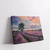Lavanta Tarlaları ve Ağaç Kanvas Tablo thumbnail 2