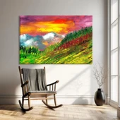 Günbatımı Yangını ve Ağaçlar Kanvas Tablo thumbnail 1