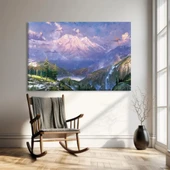Dağların Mor Yansımaları Kanvas Tablo thumbnail 1