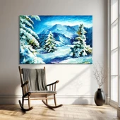 Kışın Karlı Zirveleri Kanvas Tablo thumbnail 1