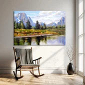 Yansımalı Dağ Manzarası Kanvas Tablo thumbnail 1