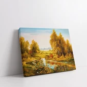 Sonbahar Nehri ve Orman Kanvas Tablo thumbnail 2
