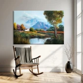 Dağ Nehri Manzarası Kanvas Tablo thumbnail 1