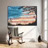 Günbatımı Silüeti Kanvas Tablo thumbnail 1