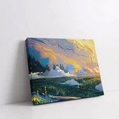 Kızıl Gökyüzü ve Bulutlar Kanvas Tablo thumbnail 2