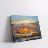 Gemideki Kaptan Günbatımı Kanvas Tablo thumbnail 2