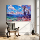 Göl Kenarı Sonbahar Kanvas Tablo thumbnail 1