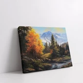 Sonbahar Akışı ve Dağ Kanvas Tablo thumbnail 2