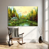 Ormanın Sessizliği ve Nehir Kanvas Tablo thumbnail 1