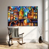 Gece Şehri Işıkları Kanvas Tablo thumbnail 1