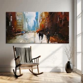 Yağmurlu Şehirde Akşam Kanvas Tablo thumbnail 1