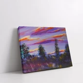 Lavanta Tarlalarında Günbatımı Kanvas Tablo thumbnail 2