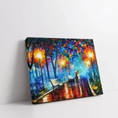Yağmurlu Havada Gece Yürüyüşü Kanvas Tablo thumbnail 2