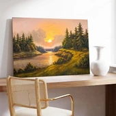 Vadide Gün Batımı Kanvas Tablo thumbnail 3