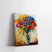 Vazodaki Renkli Çiçekler Kanvas Tablo thumbnail 3