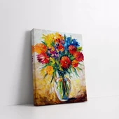 Saksıda Rengarenk Çiçekler Kanvas Tablo thumbnail 2