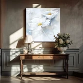 Beyaz Çiçekler Kanvas Tablo thumbnail 1
