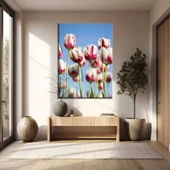 Beyaz Pembe Laleler Kanvas Tablo thumbnail 1