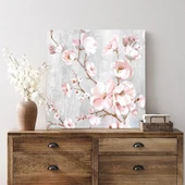 Beyaz Çiçek Desenli Kanvas Tablo thumbnail 3