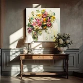 Rengarenk Gül Çiçekli Kanvas Tablo thumbnail 1