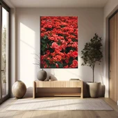Kırmızı Yapraklı Çiçekler Kanvas Tablo thumbnail 1