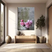 Vazodaki Pembe Çiçekler Kanvas Tablo thumbnail 1