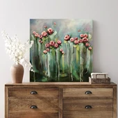 Pembe Güller Bahçesi Kanvas Tablo thumbnail 3