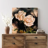 Dekoratif Pembel Güller Kanvas Tablo thumbnail 2