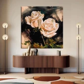 Dekoratif Pembel Güller Kanvas Tablo thumbnail 3