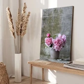 Vazodaki Pembe Çiçekler Kanvas Tablo thumbnail 3