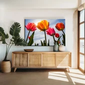 Pembe Sarı Laleler Kanvas Tablo thumbnail 1