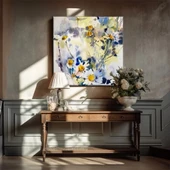 Mavi Çiçekler Kanvas Tablo thumbnail 1