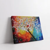 Renkli Zemindeki Çiçekler Kanvas Tablo thumbnail 2