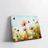 Çiçeklerden Bal Toplayan Arı Kanvas Tablo thumbnail 2